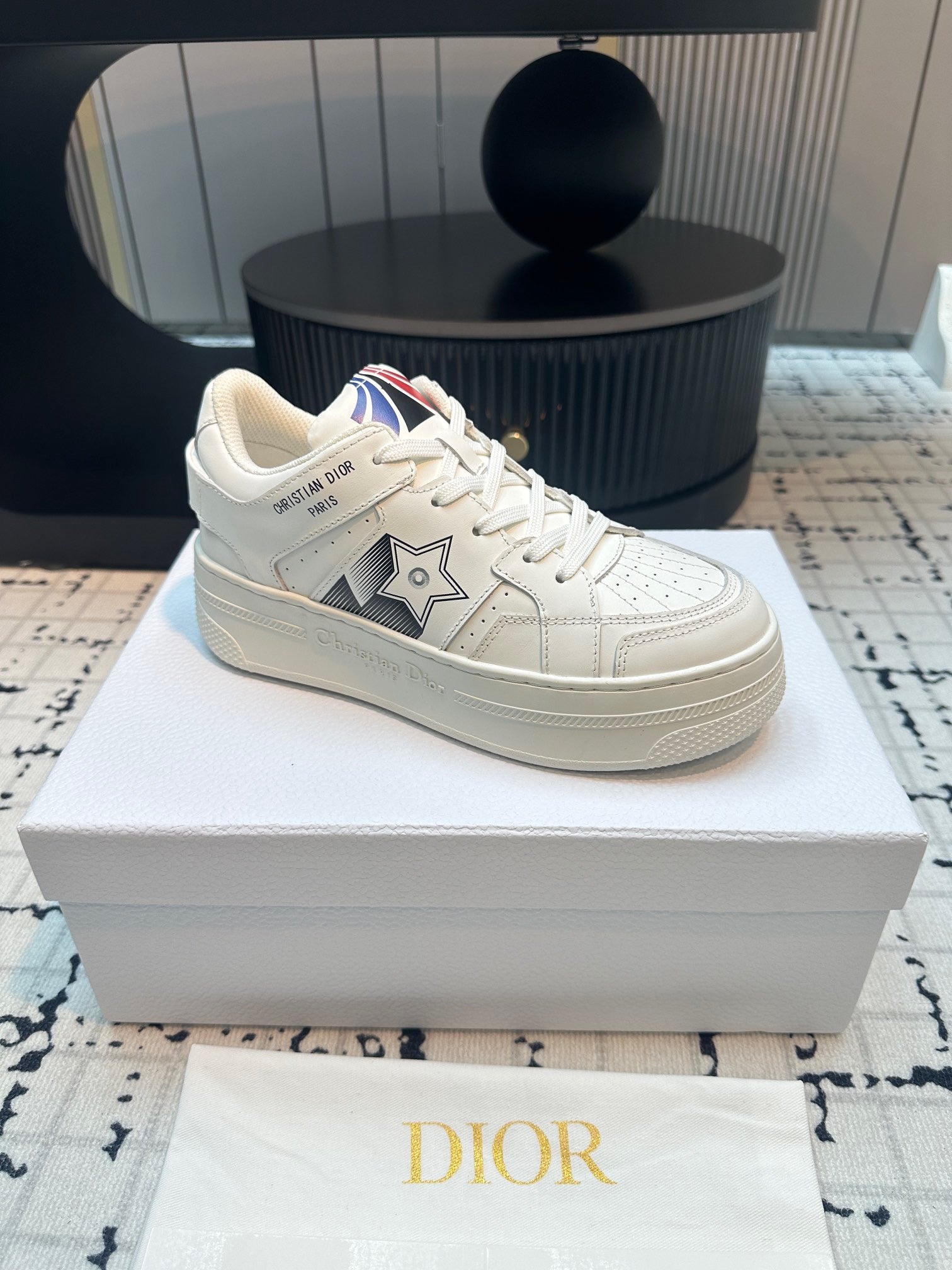 DOR Star Platform Sneaker White Calfskin and Suede-164 - sneakerhillcom