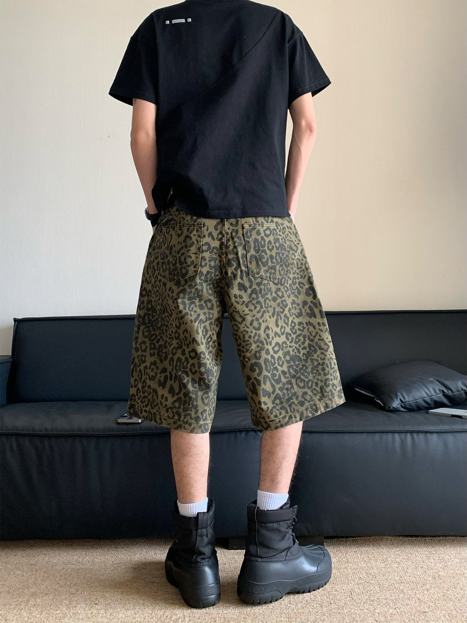 Sneakerhill Vintage Leopard Print Cropped Trousers Jort - 2149 SP240705K1LR