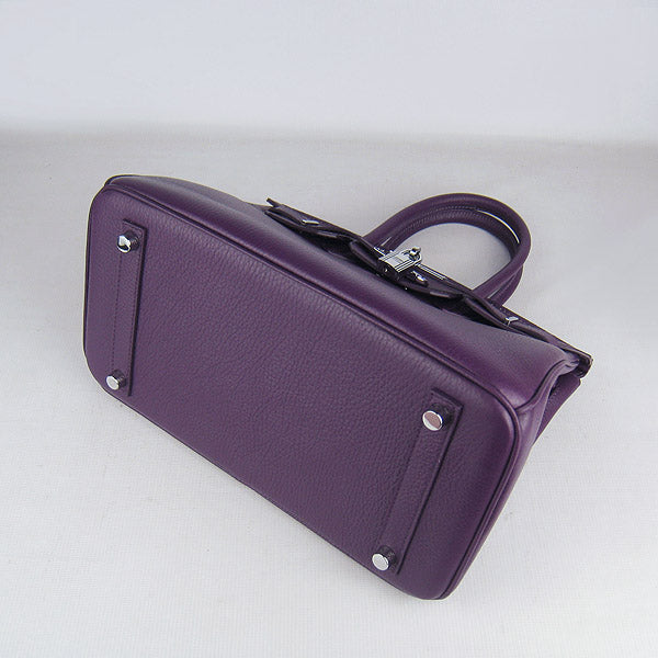 Birkin 30cm Togo Leather Handbags Purple Silver Kilta bags