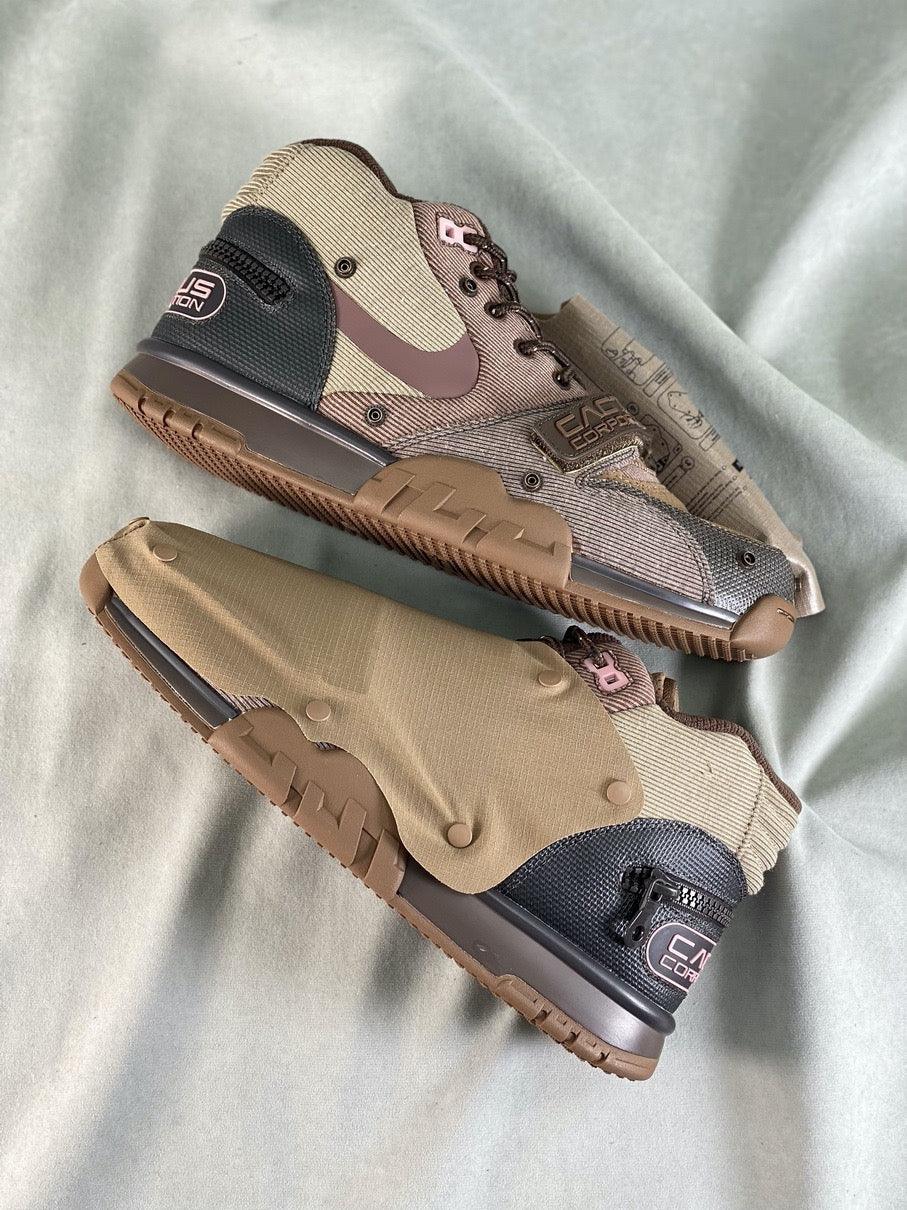 Custom Travis Scott x Air Trainer 1 Wheat DR7515-200 luxurysteps