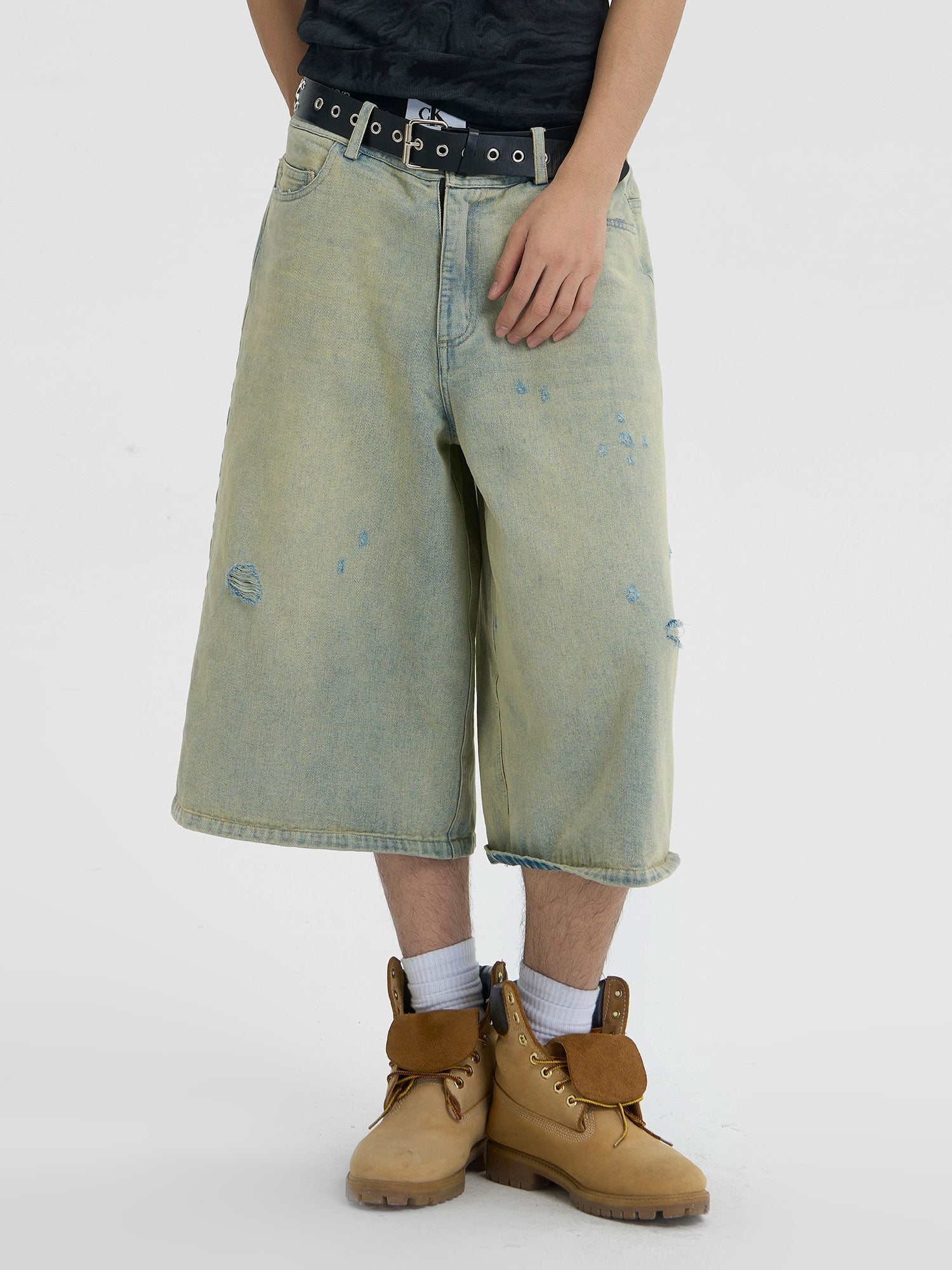 Retro Cropped Summer Denim Hip-hop Jorts - 2078 SP24051501TT