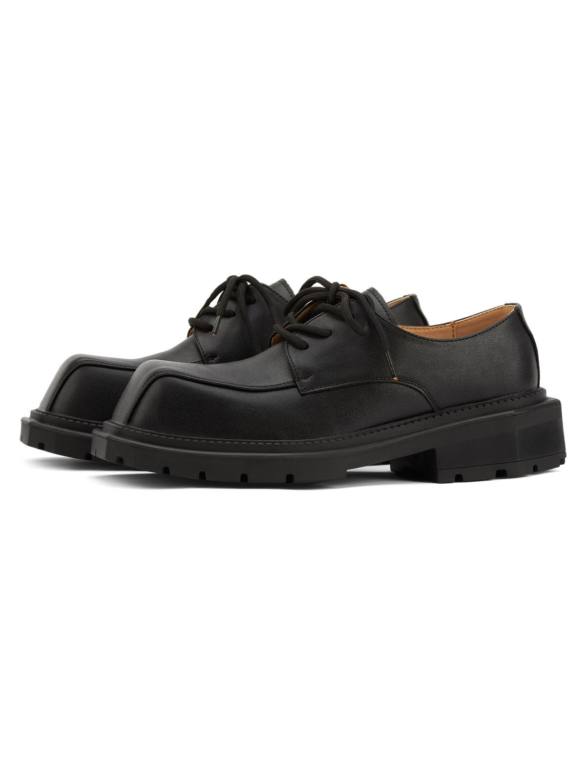 Black Square Toe Leather Shoes - 2119 - sneakerhillcom