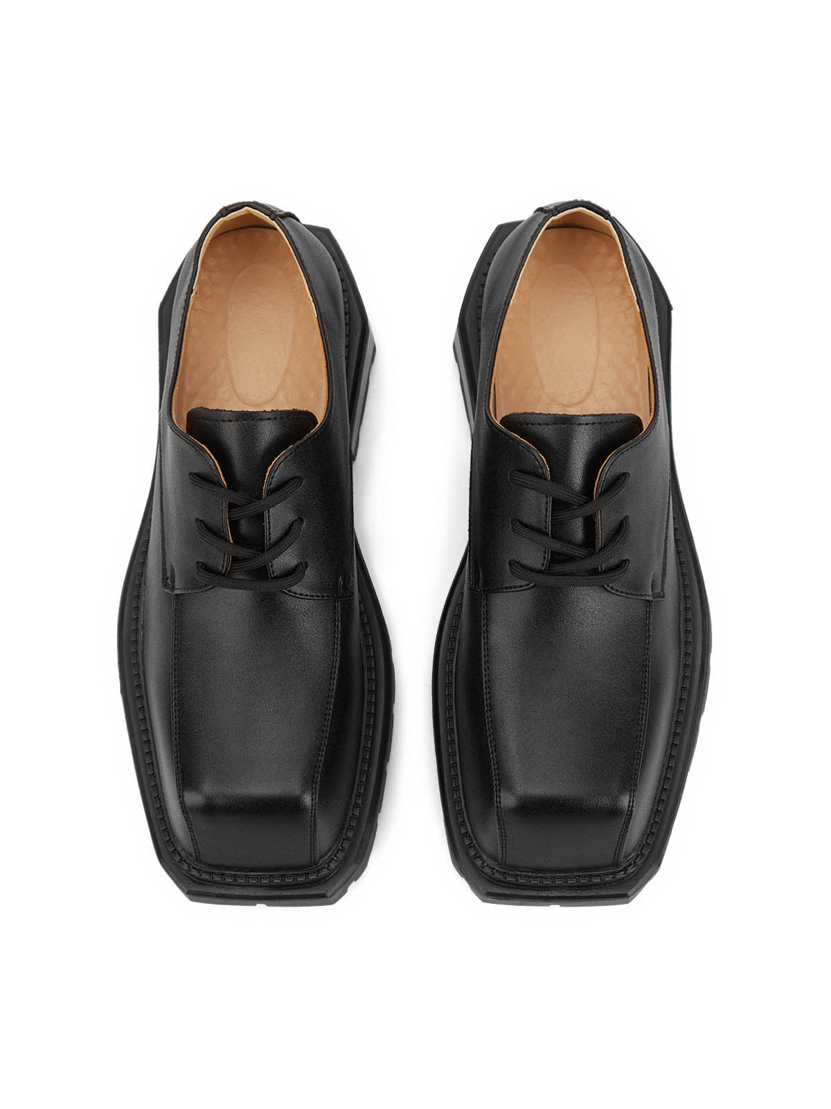 Black Square Toe Leather Shoes - 2119 - sneakerhillcom