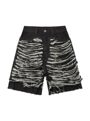 Sneakerhill Heavy Washed Ripped Denim Hip-hop Jorts SP240731ROV9