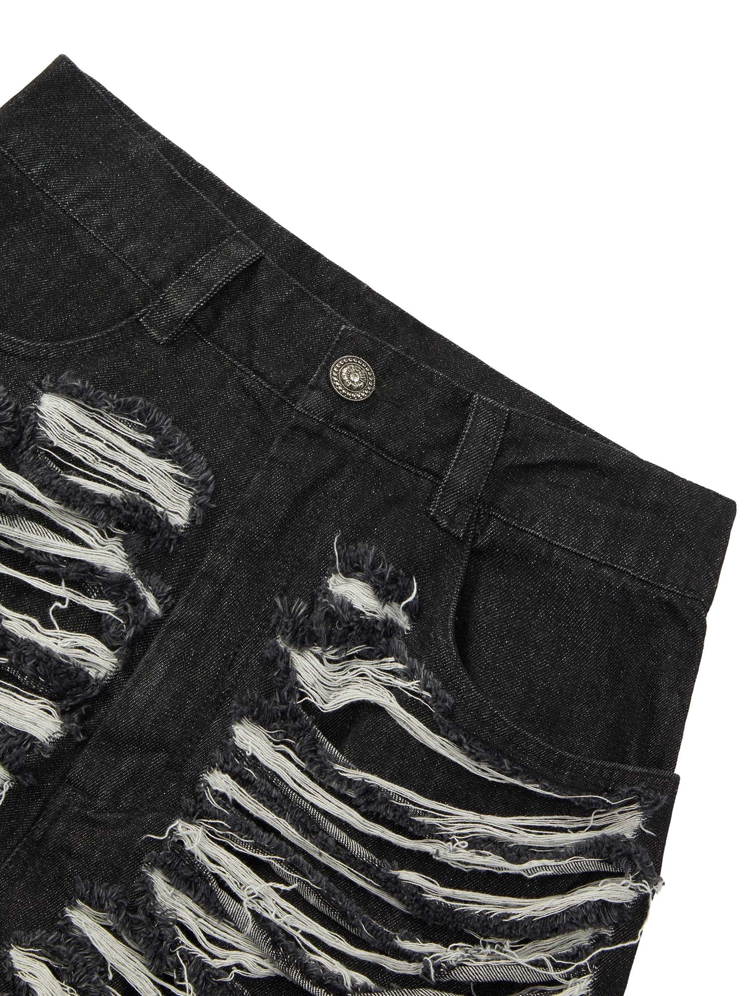 Sneakerhill Heavy Washed Ripped Denim Hip-hop Jorts