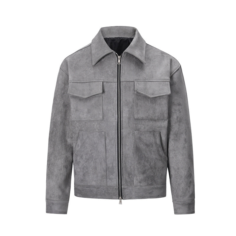 Suede Work Jacket - Grey - sneakerhillcom