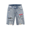 Checkered Paisley Shorts - Washed Blue - sneakerhillcom