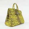 Birkin 35cm Lizard Pattern Handbag 6089 Yellow/Silver Kilta bags