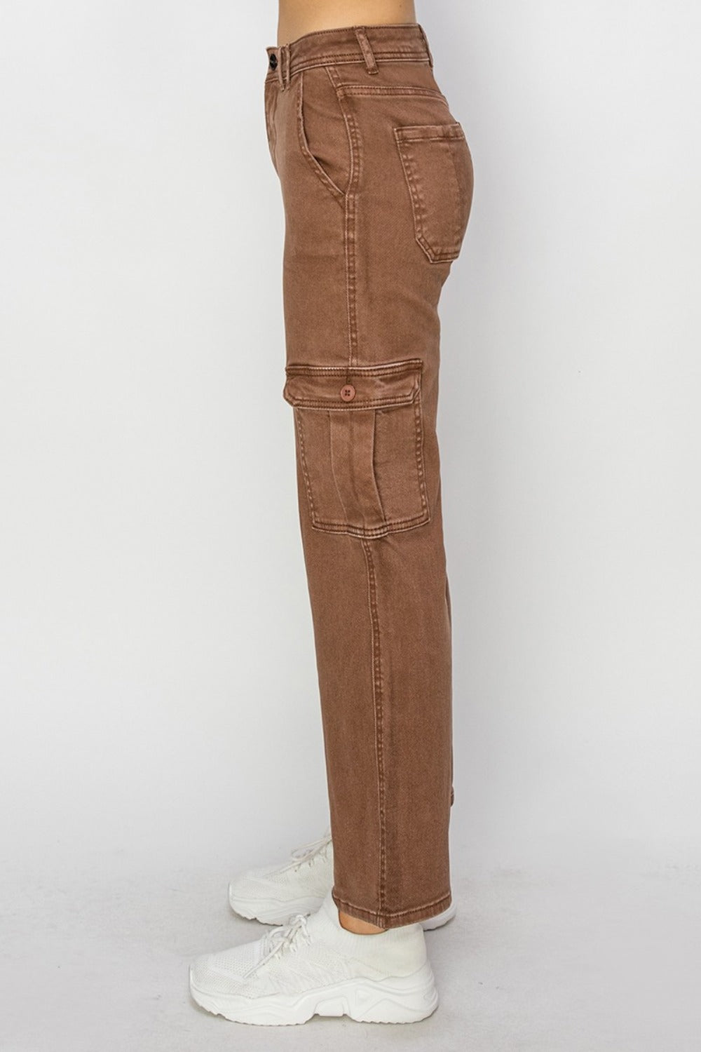 Risen Full Size High Rise Cargo Jeans Trendsi