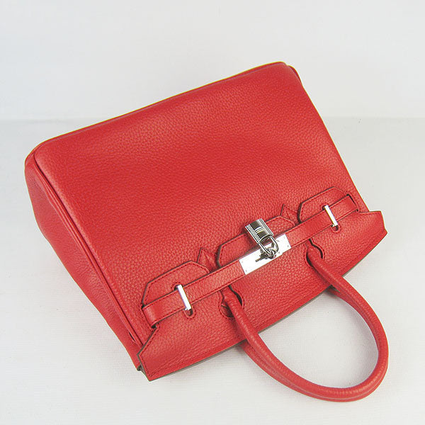 Birkin 30cm Togo Leather Handbags Red Silver Kilta bags