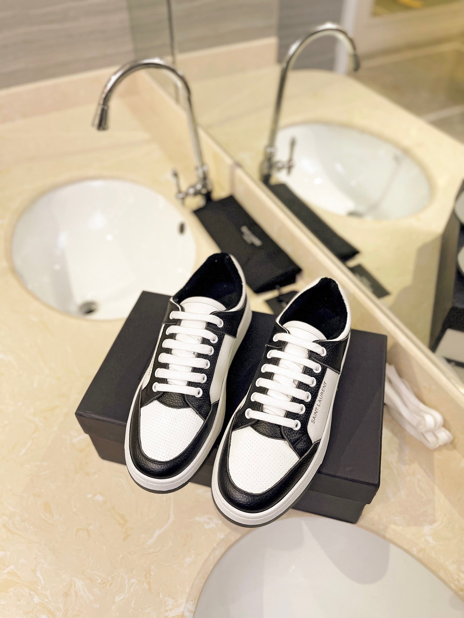 VSL Black and White Leather Sneakers-167 - sneakerhillcom