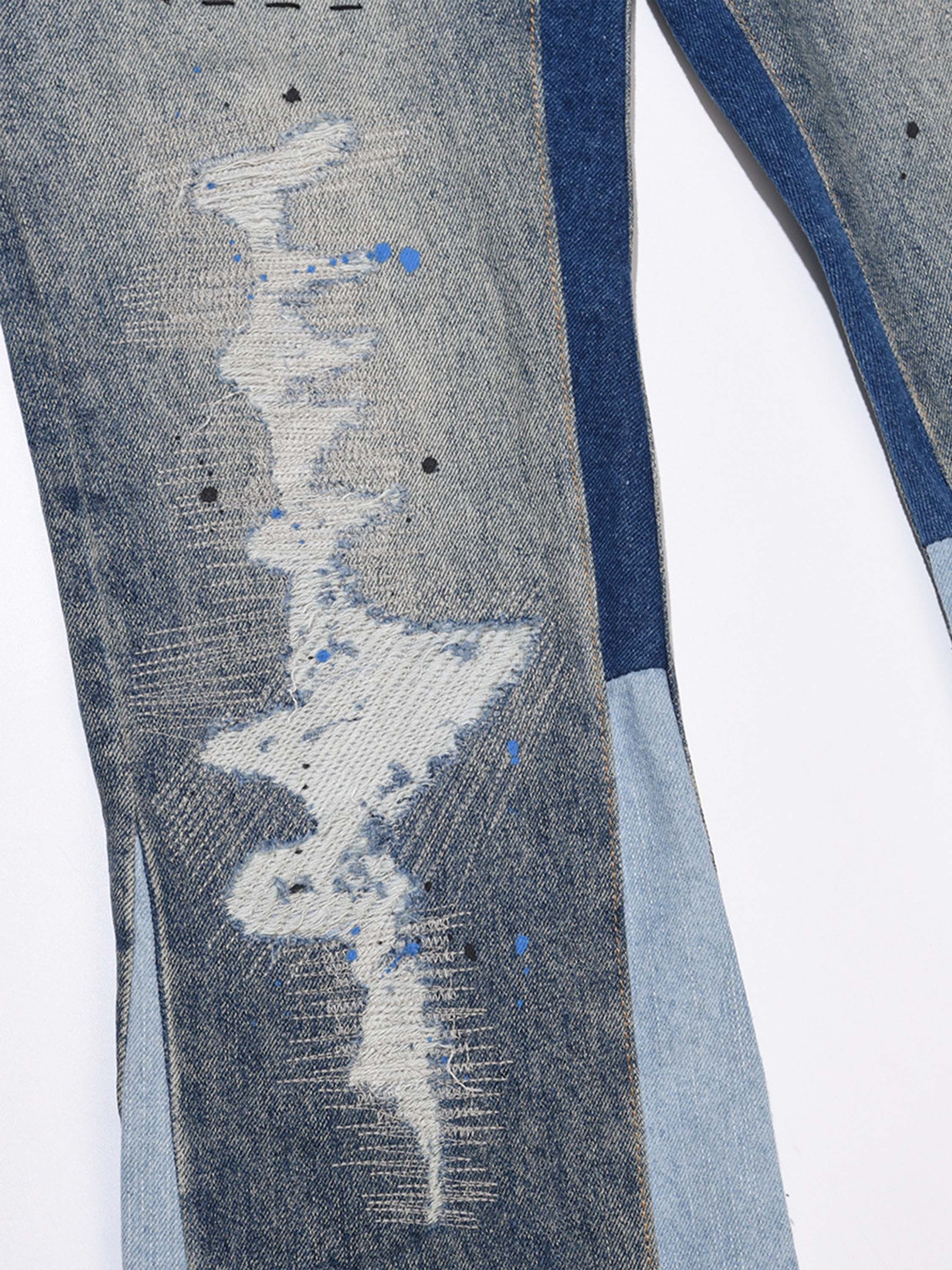 Sneakerhill Splashing Ink Patchwork Jeans SP220617N6SV