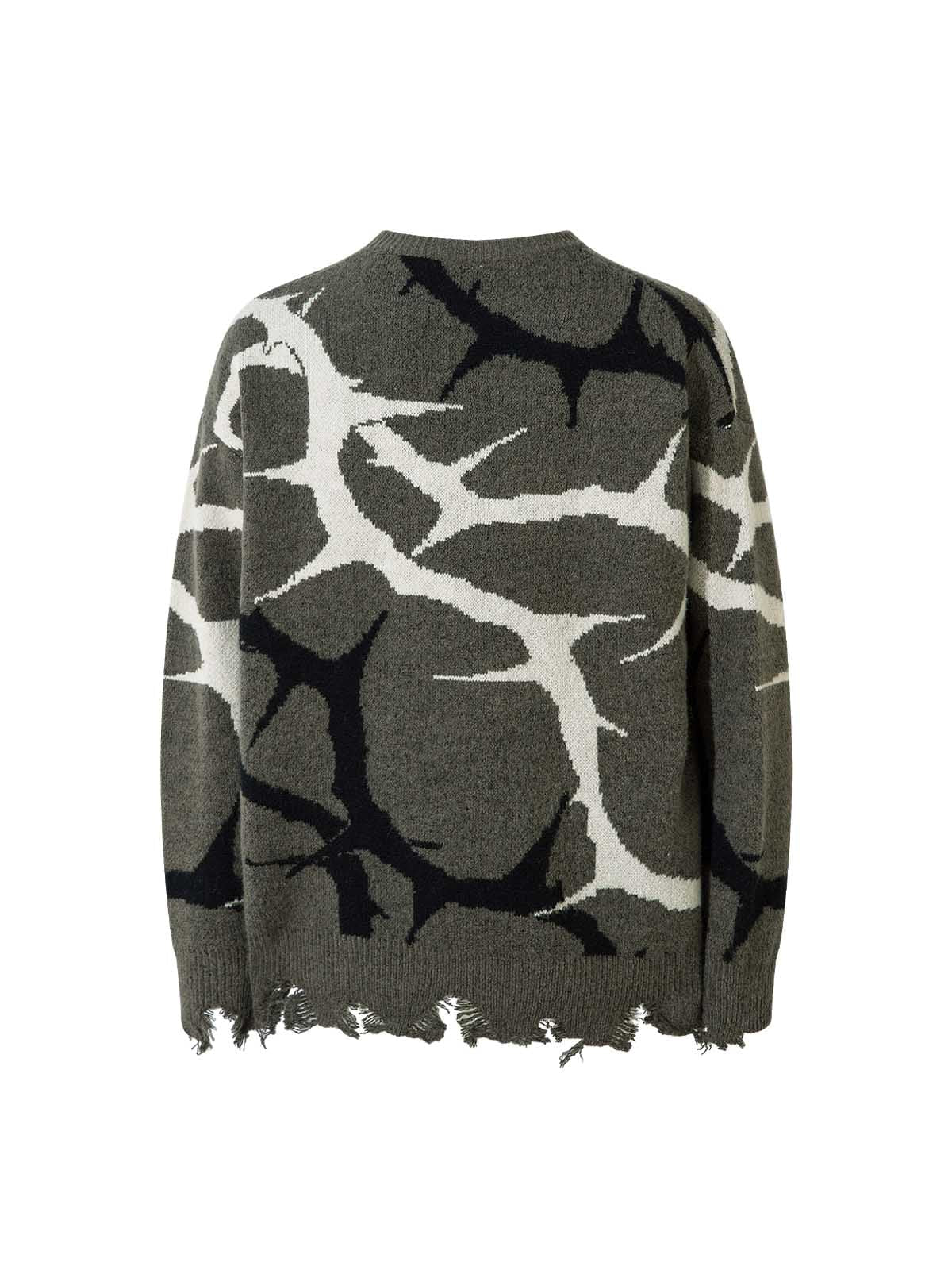 Sneakerhill High Street Thorn Jacquard Ripped Sweater