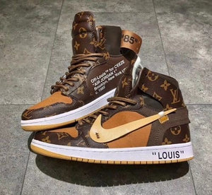 Custom Air Jordan 1 x LV Monogram Logo - sneakerhillcom