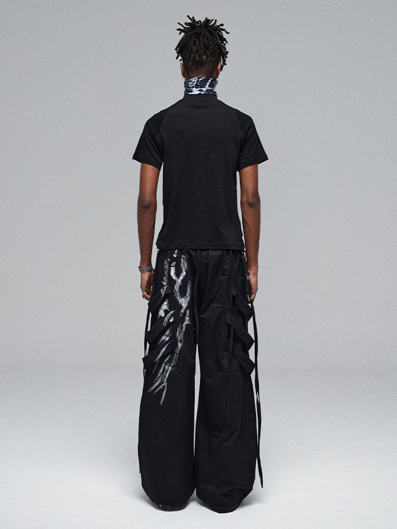 Deconstructed Brushed Silver Ribbon Drawstring Pant - 2177 - sneakerhillcom