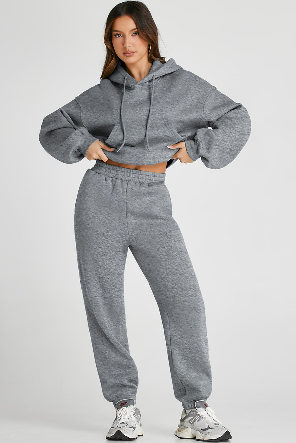 Dropped Shoulder Hooded Top and Pants Active Set Trendsi