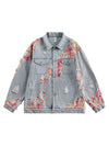 Sneakerhill American Street Style Lace Patchwork Denim Jacket - sneakerhillcom