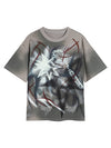 Sneakerhill Graffiti Meteor Hammer Spray-painted T-shirt - 2111