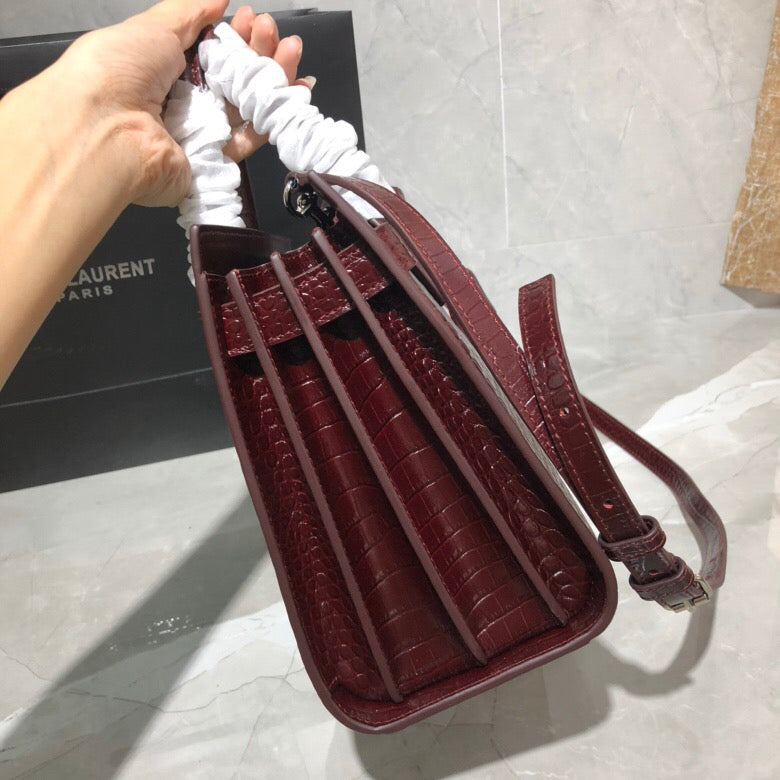 Sneakerhill - NANO CLASSIC SAC DE JOUR BAG CROC BURGUNDY - sneakerhillcom