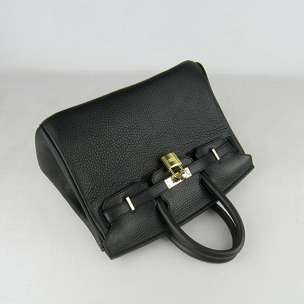 Birkin 25cm Handbag 6068 black golden Kilta bags