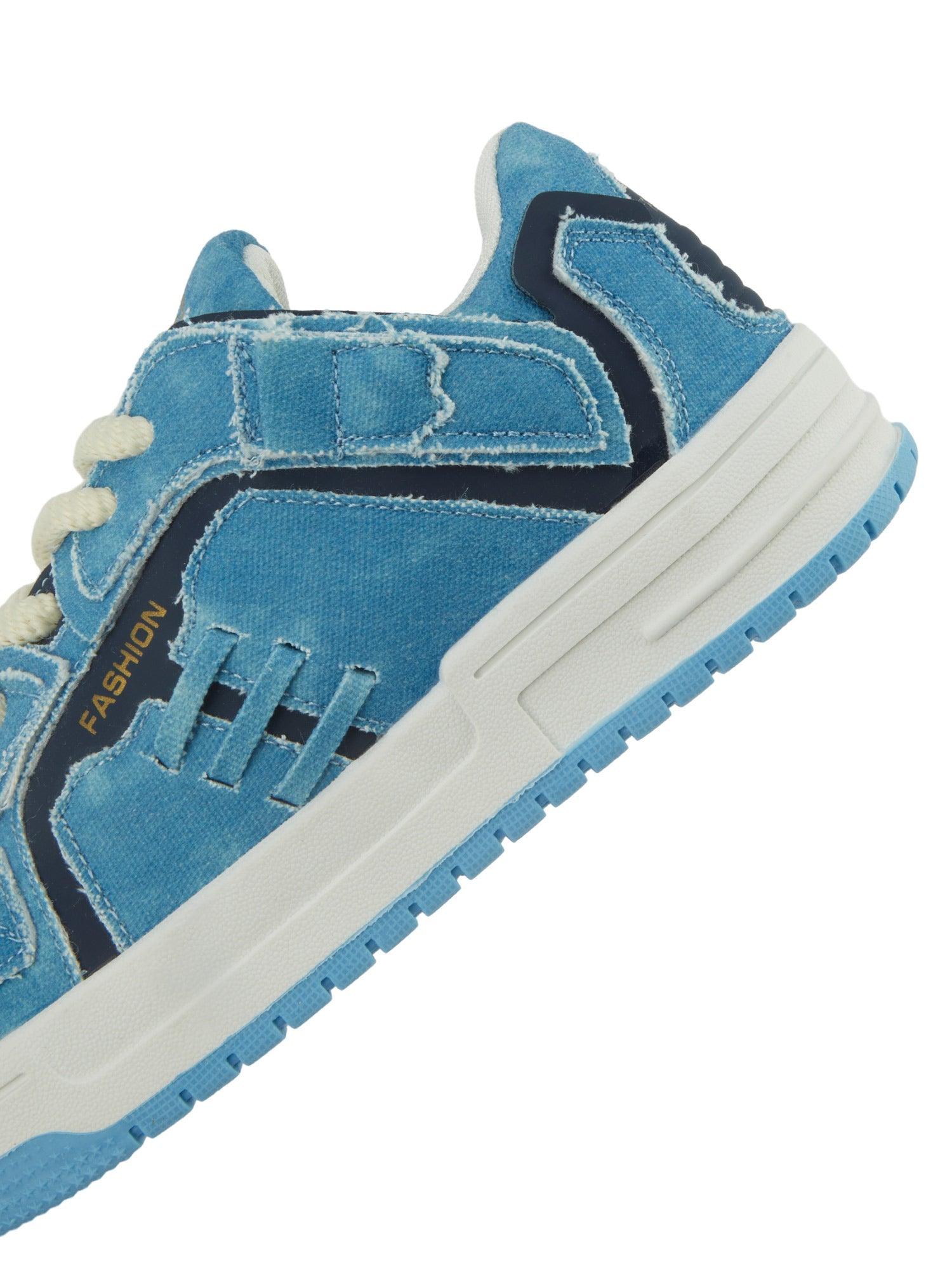 Shredded Denim Patchwork Sneakers - Tntwear