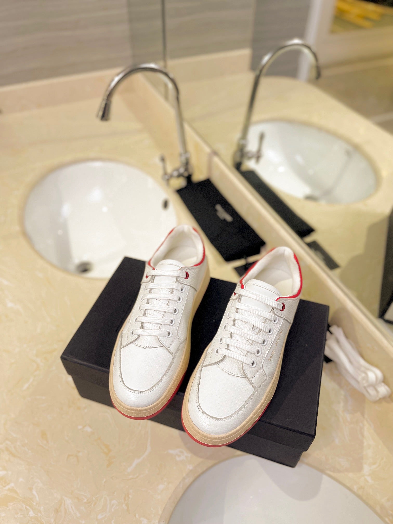 VSL White and Red Leather Sneakers-171 - sneakerhillcom