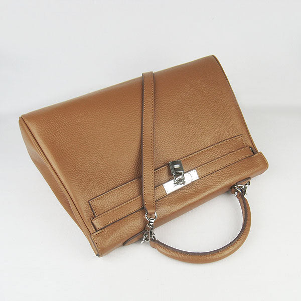 Kelly 35cm Togo Leather Handbag Light Coffee/Silver Kilta bags