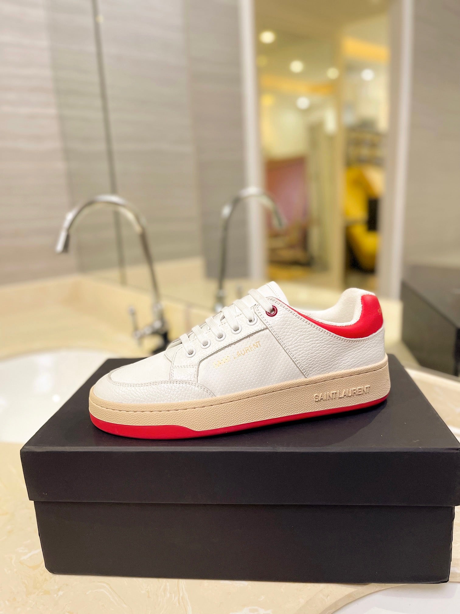 VSL White and Red Leather Sneakers-171 - sneakerhillcom