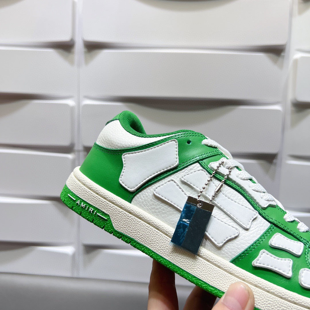 AMR Skel Top Low White and Green Sneakers-154 - sneakerhillcom