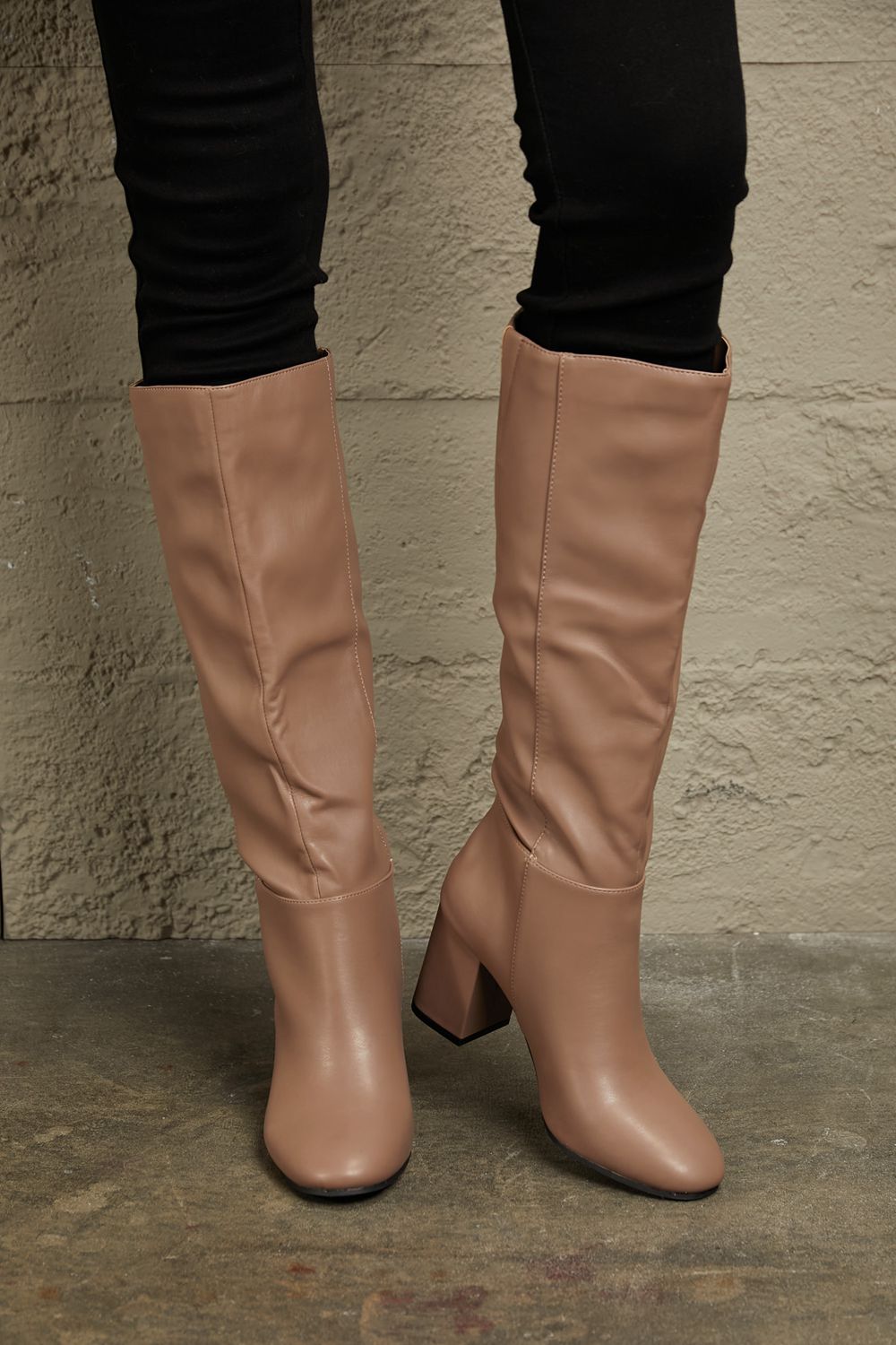 East Lion Corp Block Heel Knee High Boots Trendsi