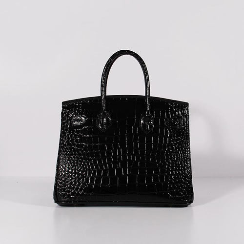 Birkin 30cm Crocodile Leather Bag With Strap Black Gold - sneakerlandnet