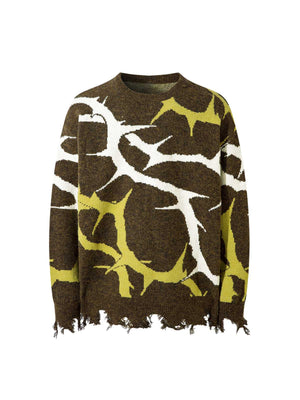 Sneakerhill High Street Thorn Jacquard Ripped Sweater