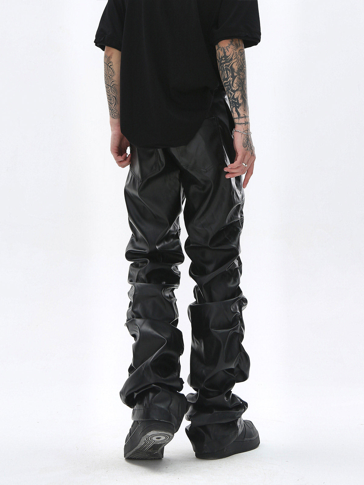 Sneakerhill Punk Style Pleated Leather Pants - 2195 SP240919W89H