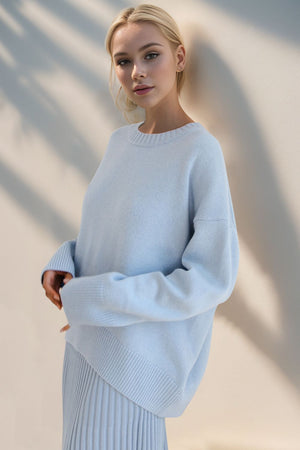 Basic Bae Round Neck Dropped Shoulder Sweater Trendsi