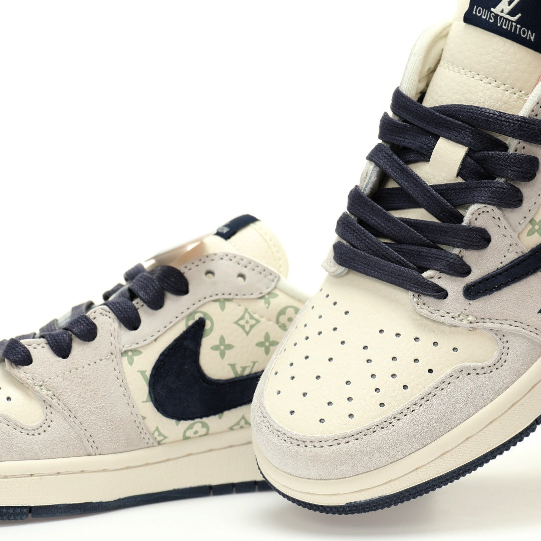 Custom Air Jordan 1 Low OG SP"Beige/Navy LV Monogram sneakerland