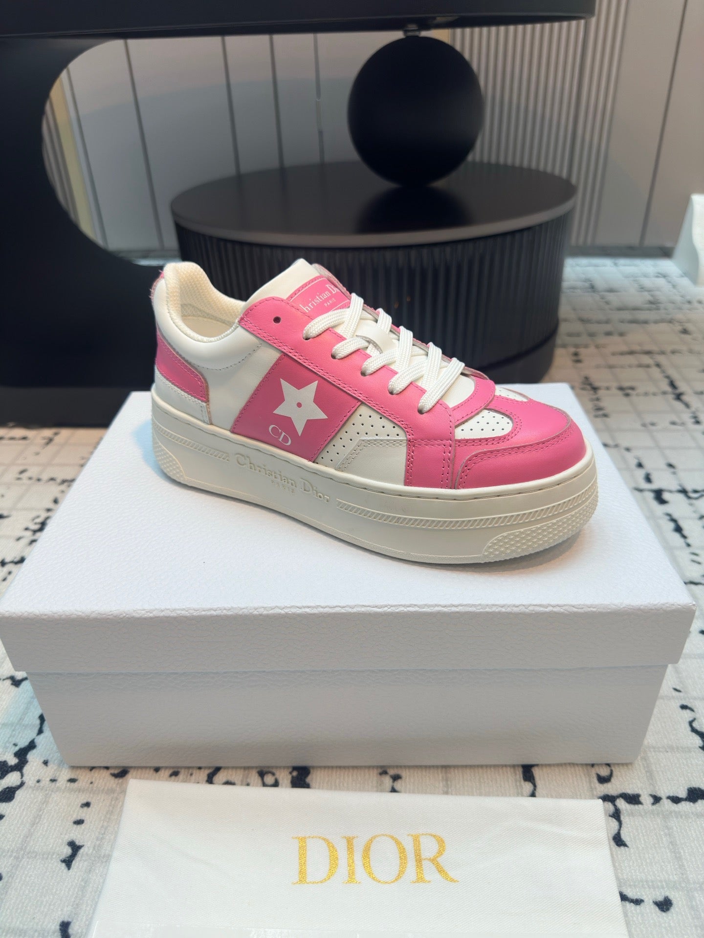 DOR Star Platform Sneaker Pink Calfskin and Suede-162 - sneakerhillcom