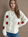 Strawberry Button Down Long Sleeve Cardigan Trendsi