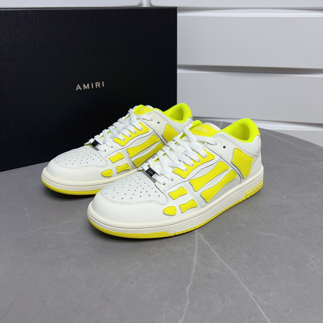 AMR Skel Top Low White Fluorescent Yellow Sneakers-142 - sneakerhillcom