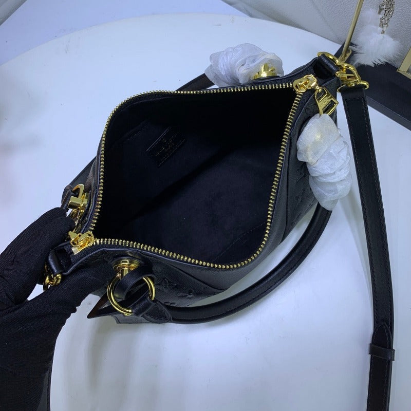 Sneakerhill - Black Monogram Leather Handbag - sneakerhillcom