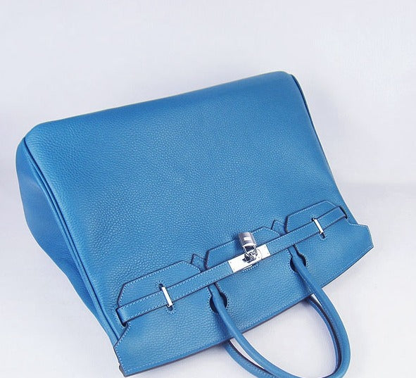 Birkin 35cm Togo Leather Handbags 6099 Blue Silver Kilta bags