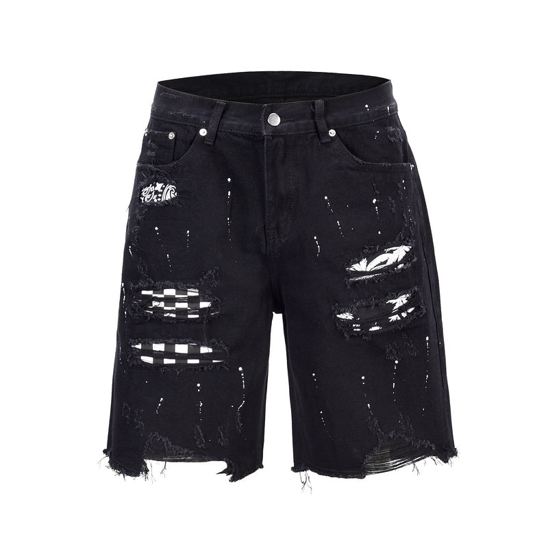 Checkered Paisley Shorts - Black - sneakerhillcom