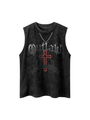 Sneakerhill Cross Chain Suede Street Rap Sleeveless Vest SP240704LIAB