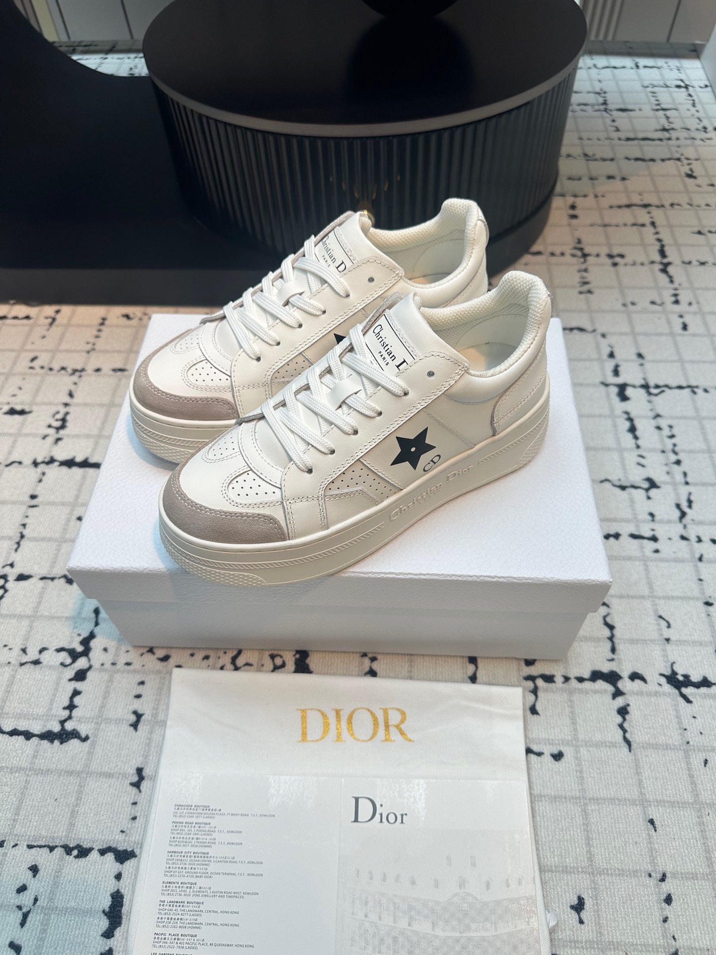 DOR Star Platform Sneaker White Calfskin and Suede-161 - sneakerhillcom