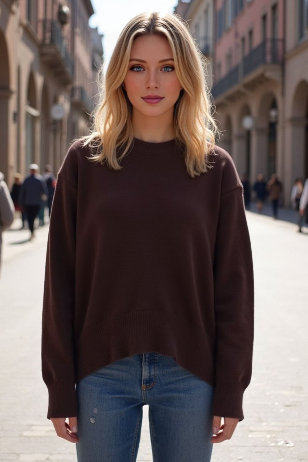 Basic Bae Round Neck Dropped Shoulder Sweater Trendsi