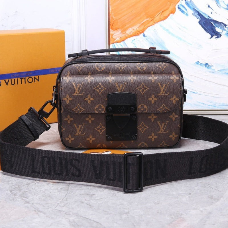 Sneakerhill - S Lock Monogram Bag Brown/Black - sneakerhillcom