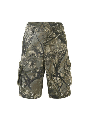 Sneakerhill Retro Camouflage Fallen Leaves Cargo Jorts - 2166