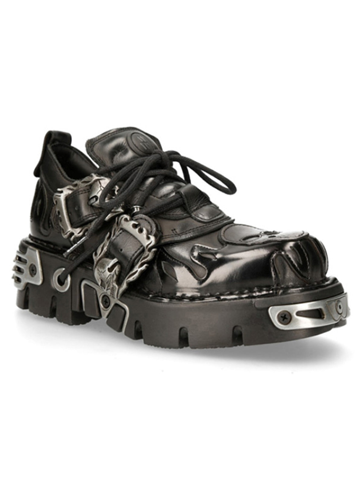 Sneakerhill Punk Style Metal Ankle Platform Boots