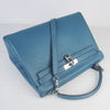 HMS Kelly 32cm Togo Leather Handbag Blue/Silver Kilta bags