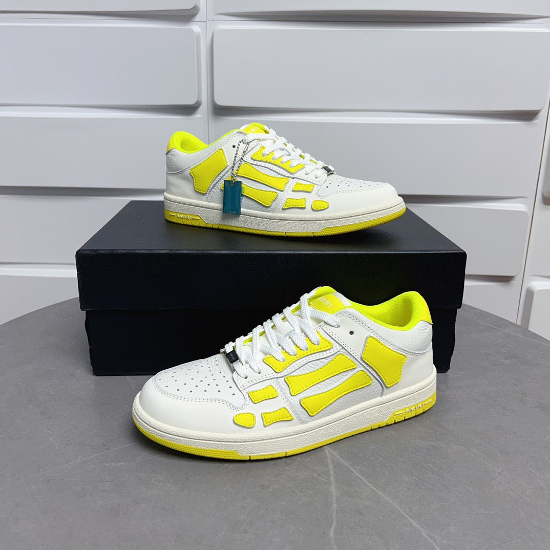 AMR Skel Top Low White Fluorescent Yellow Sneakers-142 - sneakerhillcom