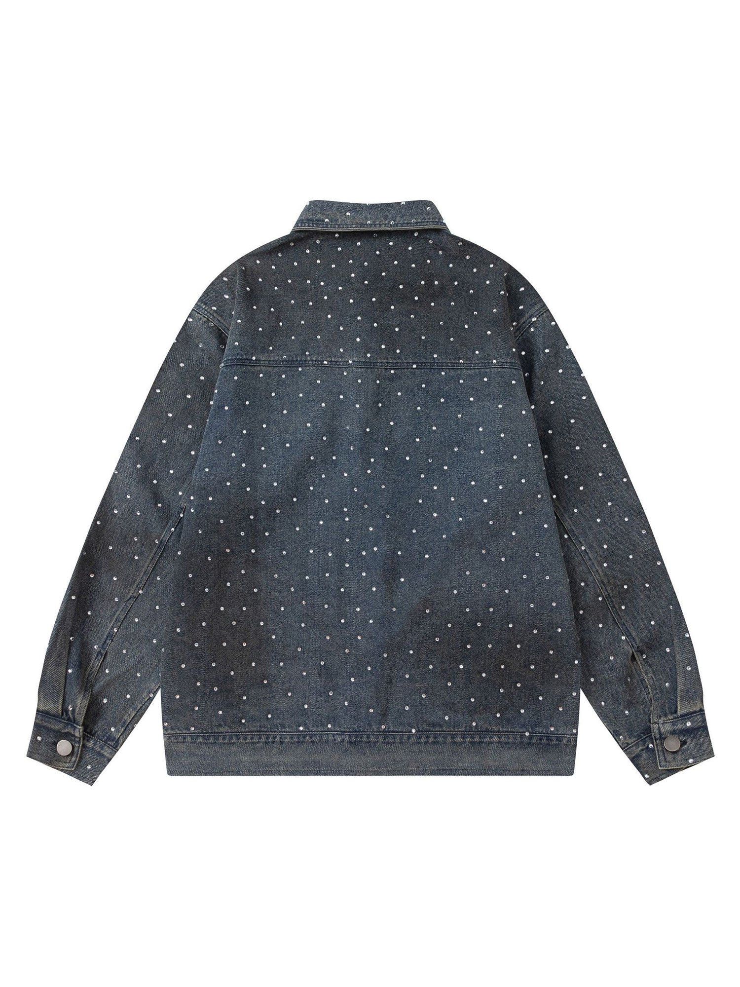 Sneakerhill Hip-hop Beaded Washed Denim Jacket - sneakerhillcom